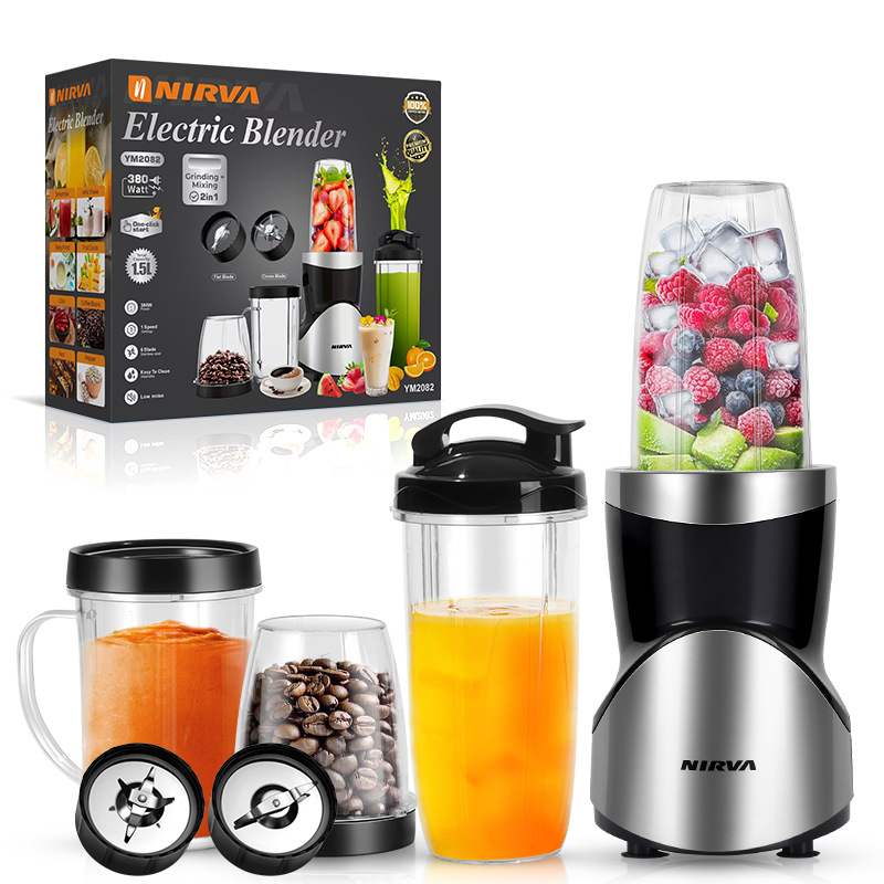 Professional Multifunctional Juicer with 4 Cups & 2 Blade Heads - 1.5L Large Capacity & 380W High Power Blender, Grinder & Smoothie Maker - Image 5
