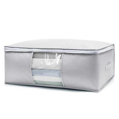 2-Pack Grey Extra Large Quilt & Clothes Storage Bag (63X43X22CM) - Breathable Wardrobe Organizer with Clear Window & Double Zippers - Image 1
