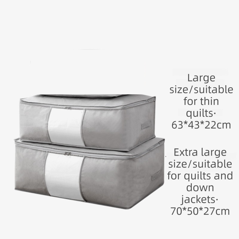 2-Pack Pink Large Quilt & Clothes Storage Bag (63X43X22CM) - Breathable Wardrobe Organizer with Clear Window & Double Zippers - Image 2