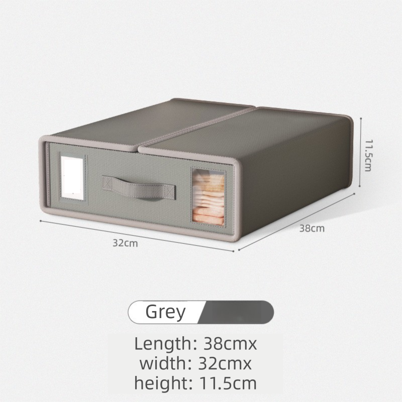 2-Pack Grey Foldable Bedding Storage Box with Zipper & Handle - Wardrobe Drawer Closet Organizer for Duvet Covers & Clothing (38x32x12CM) - Image 1
