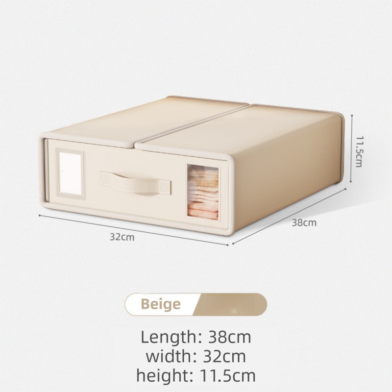 2-Pack Beige Foldable Bedding Storage Box with Zipper & Handle - Wardrobe Drawer Closet Organizer for Duvet Covers & Clothing (38x32x12CM) - Image 1