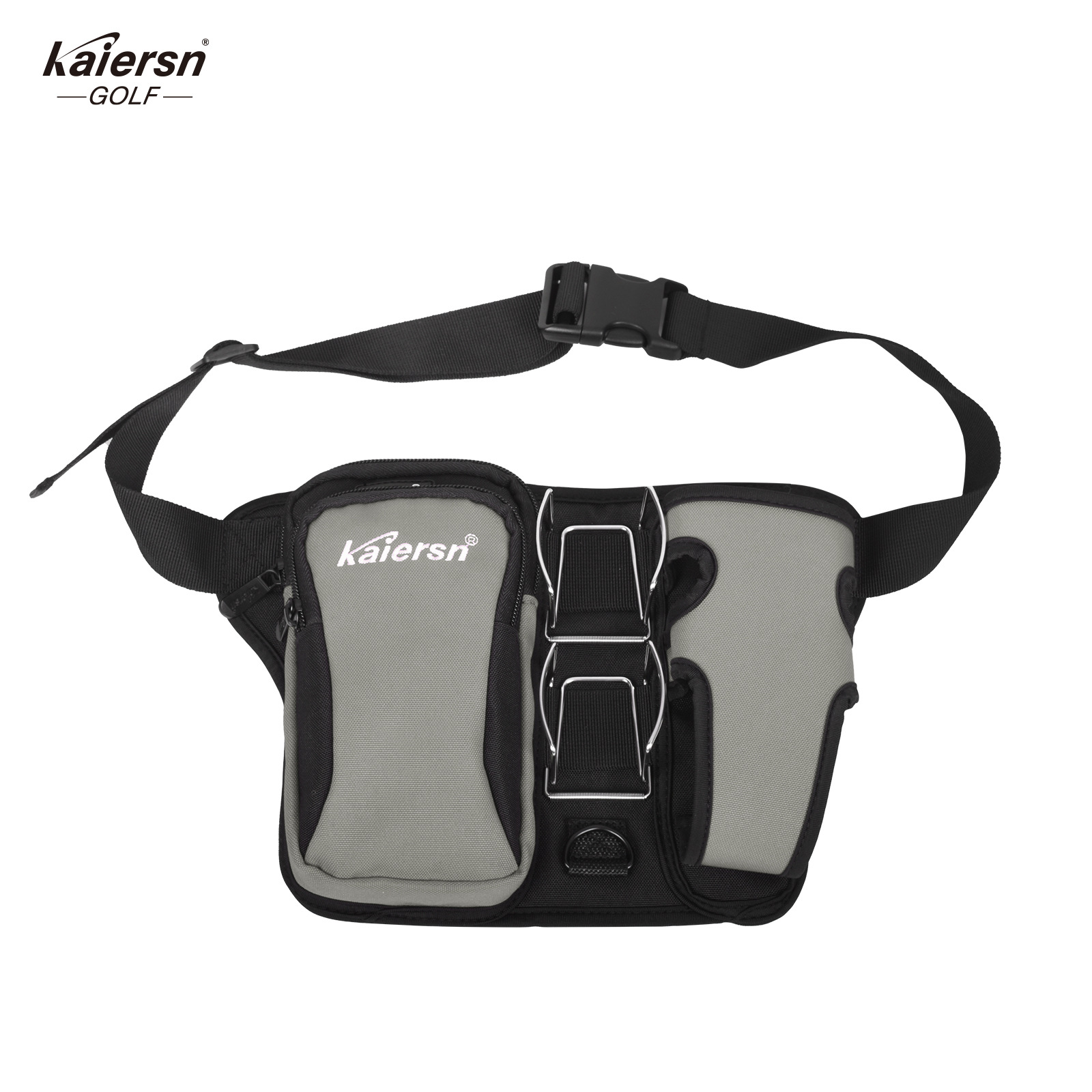 Grey Professional Park Golf Waist Bag - Multi-Functional Accessory Organizer for Dual Ball Storage & Water Bottle Holder - Image 1