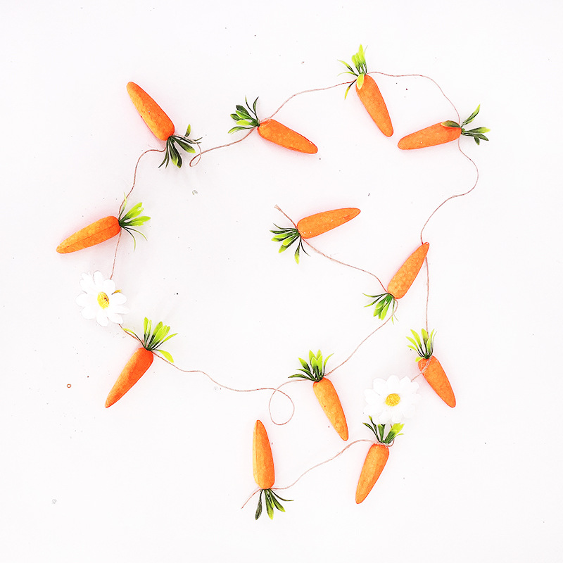 2-Pack 125CM Easter Carrot Hemp Rope Hanging Bunting - Festive Rabbit & Garden Themed Party Decoration - Image 1