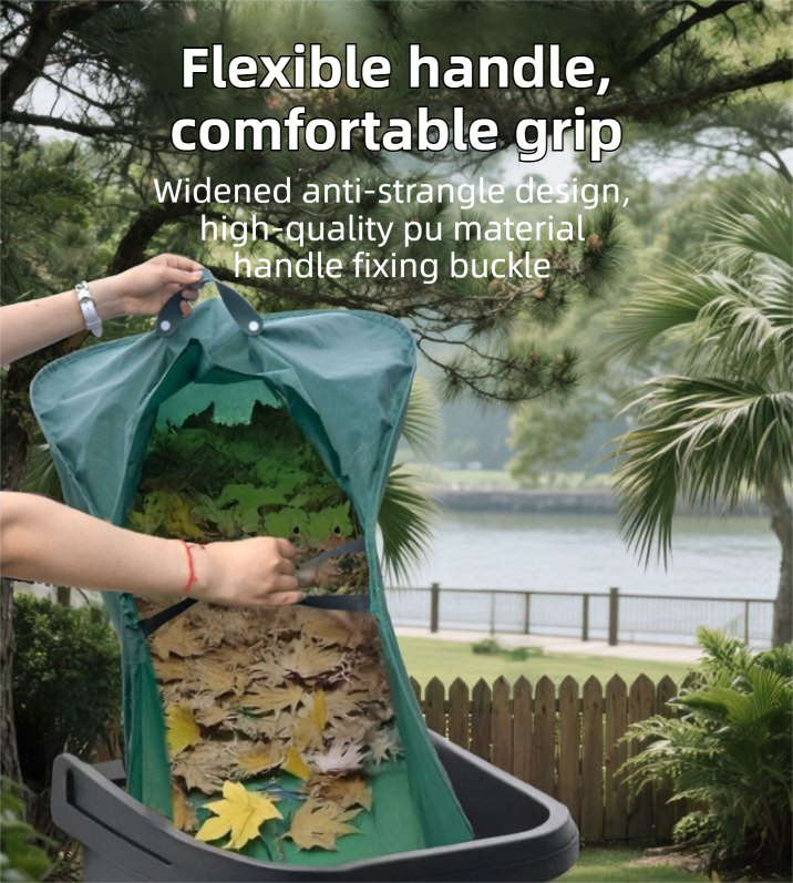 53 Gallon Self-StandingGarden Dustpan Bag with Dual Handles - Heavy-Duty Semi-Circular Leaf & Waste Collector - Image 2
