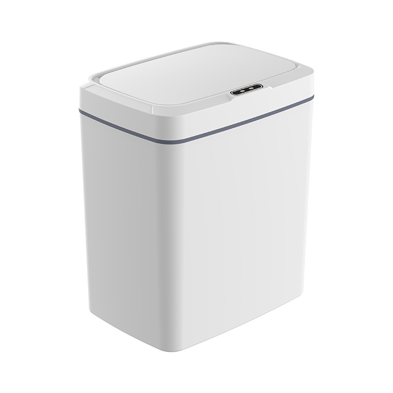 White Intelligent Dual-Sensor Trash Can (Hand-Wave & Knee-Bend) - Slim-Fit Touchless Battery-Powered Bin for Bathroom & Kitchen - Image 1