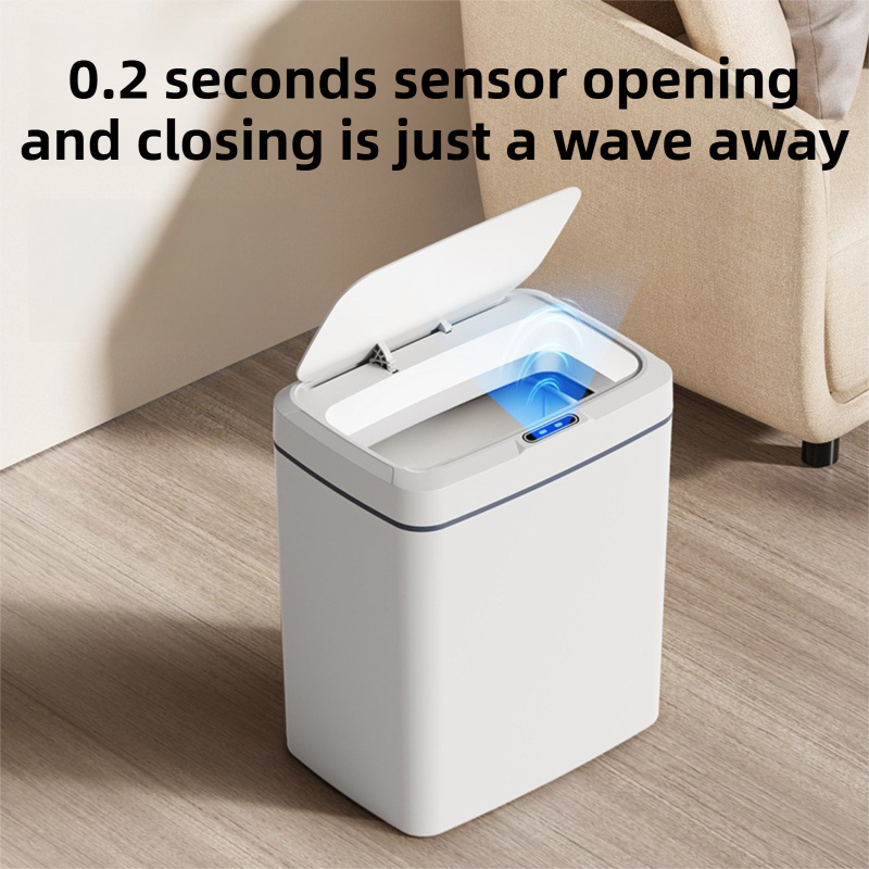 Black Intelligent Dual-Sensor Trash Can (Hand-Wave & Knee-Bend) - Slim-Fit Touchless Rechargeable Bin for Bathroom & Kitchen - Image 2