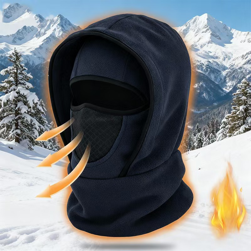 Dark Blue Windproof Thermal Balaclava Hood - Full Face Mask & Polar Fleece Neck Warmer for Skiing, Cycling & Outdoor Sports - Image 1