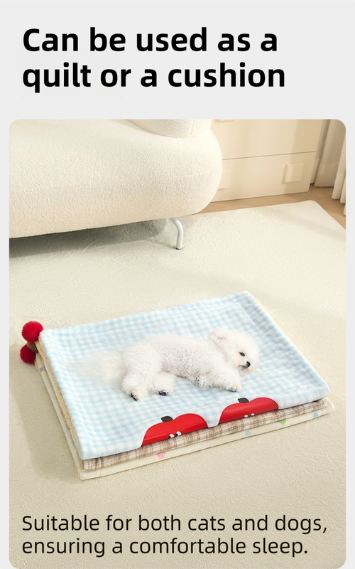 Plaid Puppy Premium Soft Fleece Dog Bed Mat/Quilt (L Size 70 x 50 CM) - All-Season Reversible Warm Cat Nap Pad - Image 4