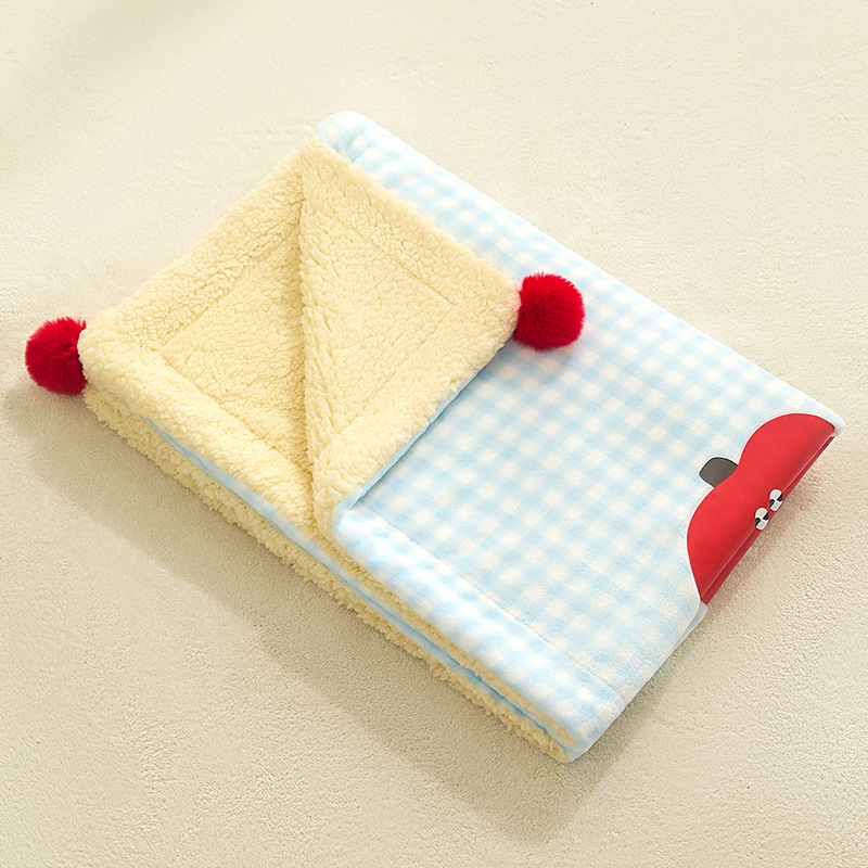 Plaid Apple Premium Soft Fleece Dog Bed Mat/Quilt (S Size 50 x 35 CM) - All-Season Reversible Warm Cat Nap Pad - Image 1