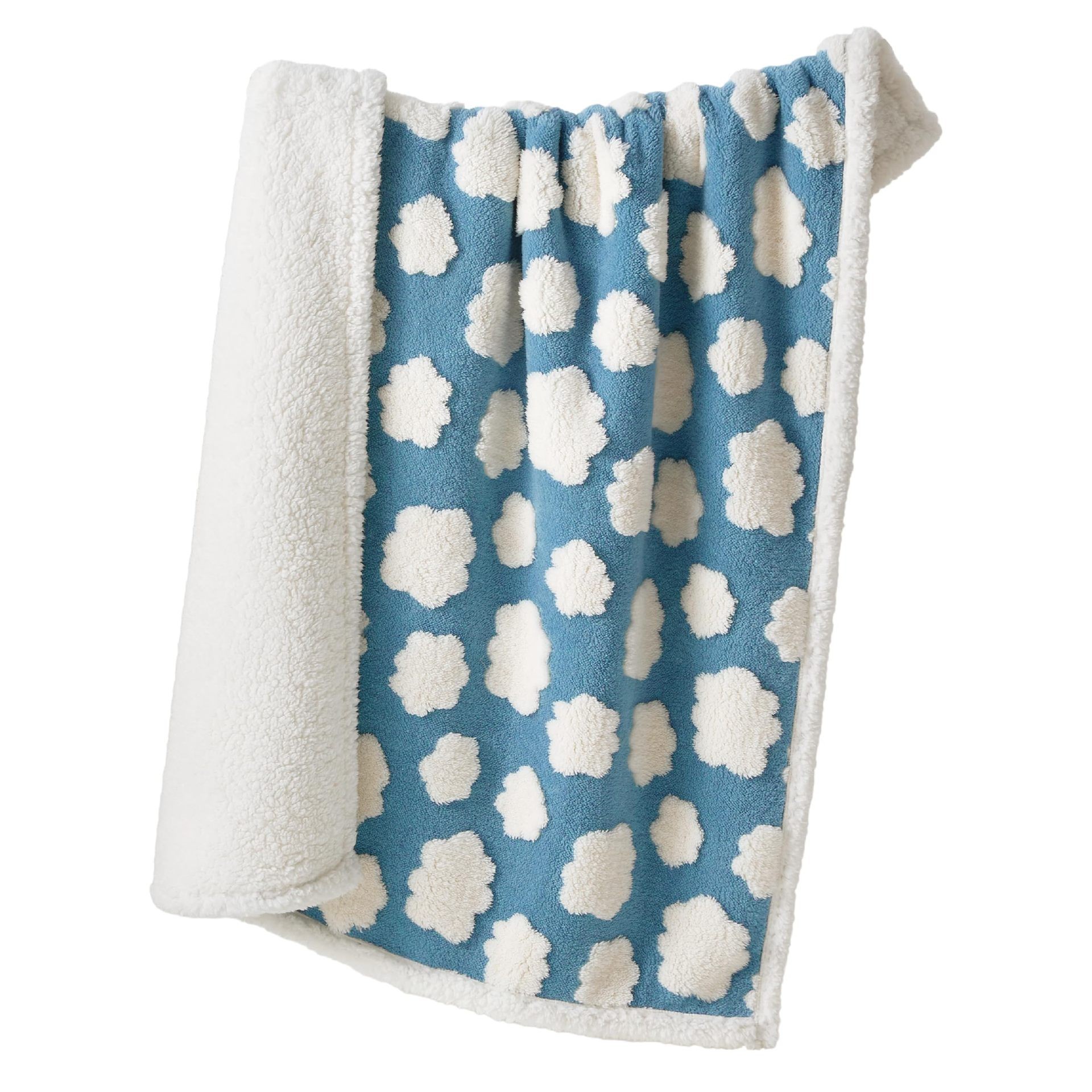 65 x 90 CM Waterproof Soft Sherpa Fleece Pet Blanket (Blue Sky & Clouds) - Reversible Thickened Furniture Protector for Dogs & Cats - Image 2