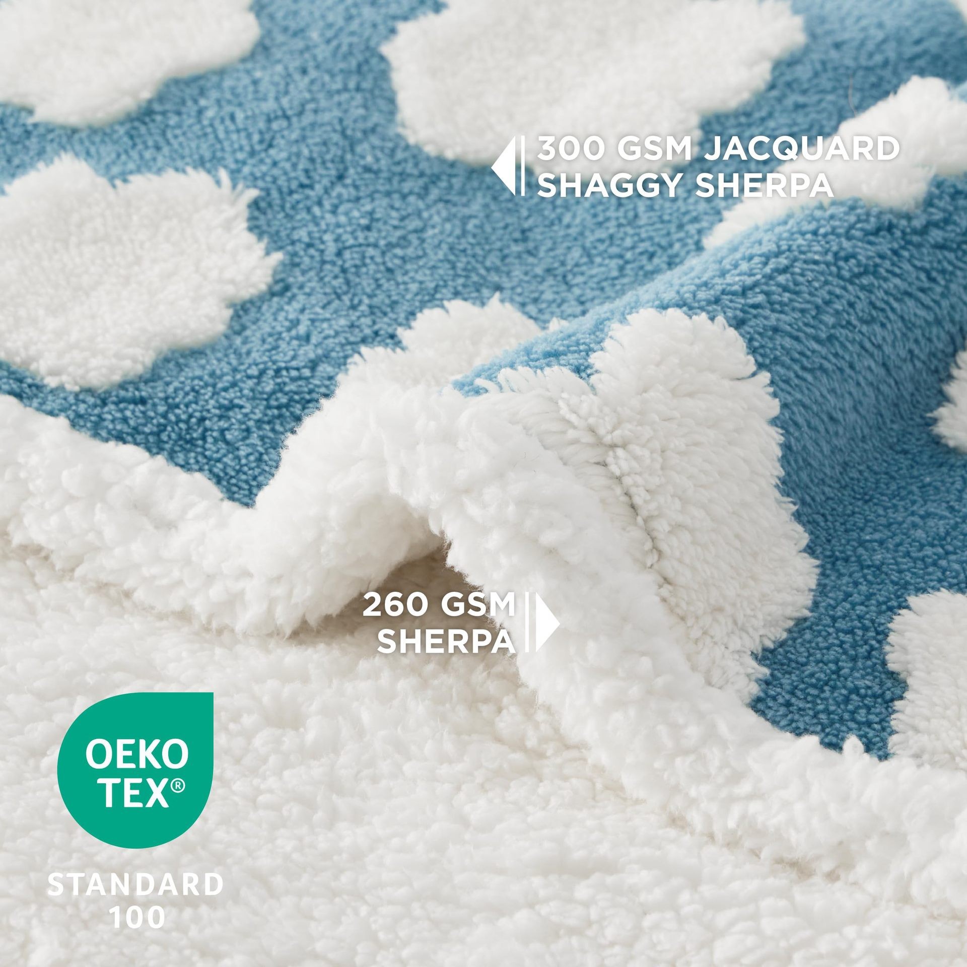 65 x 90 CM Waterproof Soft Sherpa Fleece Pet Blanket (Blue Sky & Clouds) - Reversible Thickened Furniture Protector for Dogs & Cats - Image 3