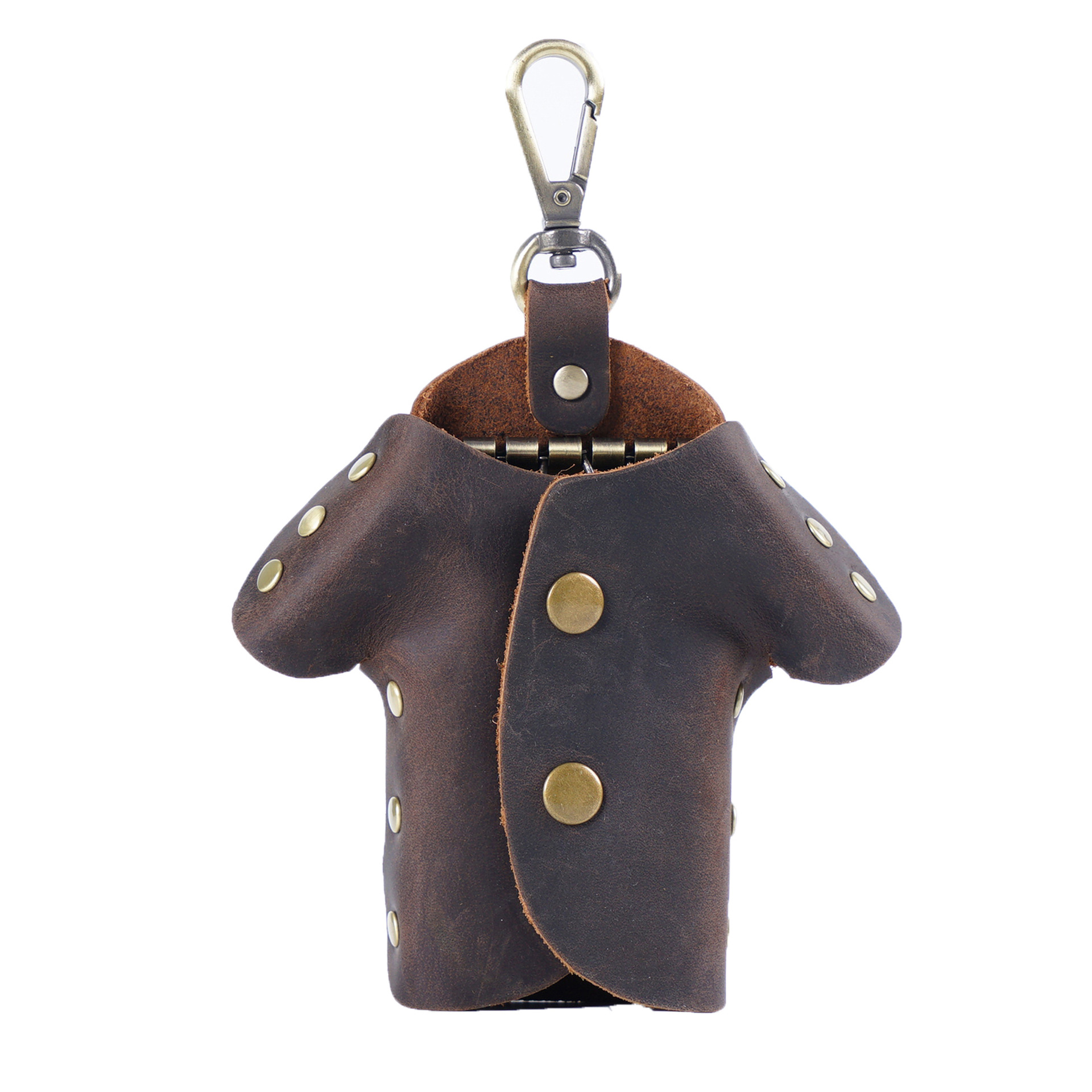Coffee Genuine Crazy Horse Leather Key Case Creative Jacket Shape Holder Vintage Cowhide Pouch for Car Fob & House Keys Brown - Image 1
