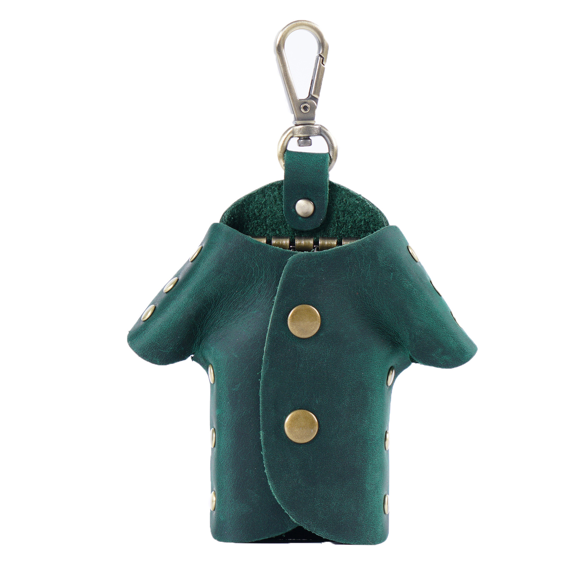 Green Genuine Crazy Horse Leather Key Case Creative Jacket Shape Holder Vintage Cowhide Pouch for Car Fob & House Keys Brown - Image 1