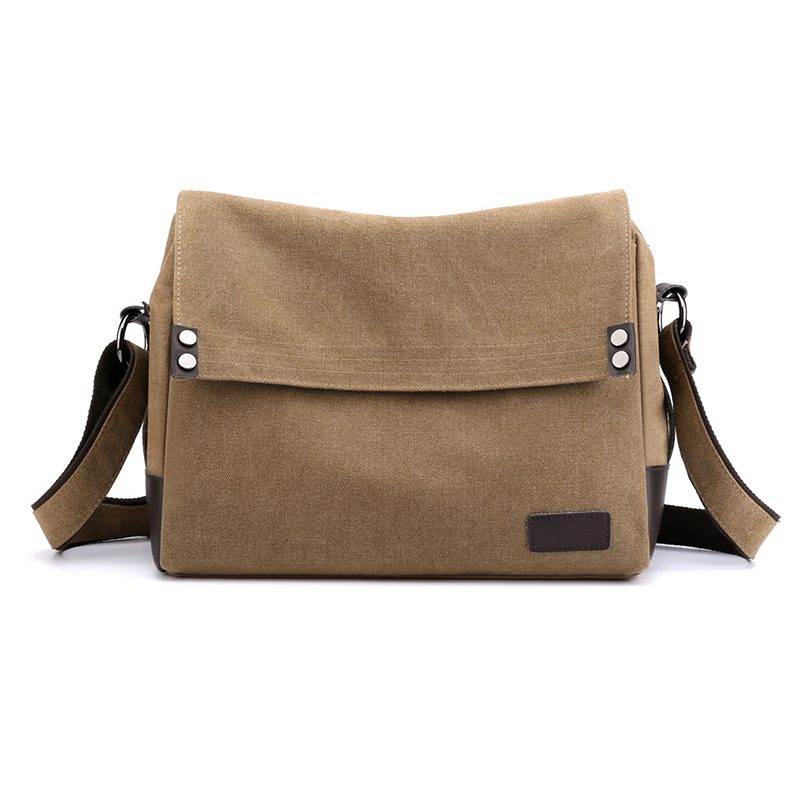 Brown Men's Large Capacity Canvas Messenger Bag Lightweight Multi-Pocket Crossbody Shoulder Bag for Work Casual Travel iPad Compatible - Image 1