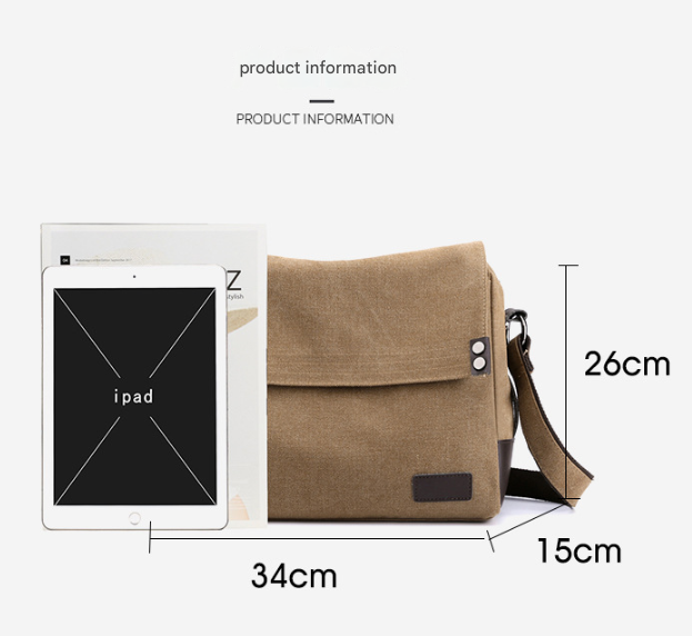 Grey Men's Large Capacity Canvas Messenger Bag Lightweight Multi-Pocket Crossbody Shoulder Bag for Work Casual Travel iPad Compatible - Image 3