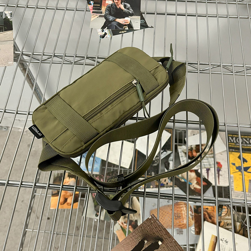 Army Green Unisex Mini Crossbody Waist Bag Lightweight Nylon Running Belt Phone Pouch 21cm Slim Sports Chest Sling for Travel & Gym - Image 1