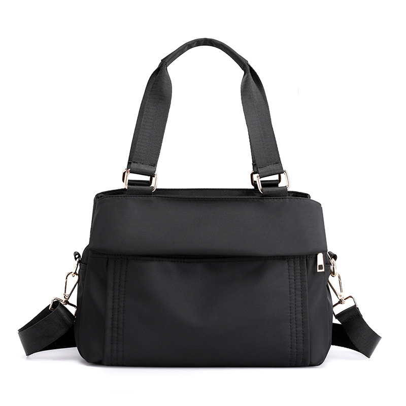 Black Women's Large Capacity Water-Resistant Nylon Handbag Multi-Compartment Crossbody Shoulder Bag for Work Travel and Daily Use 30cm - Image 1