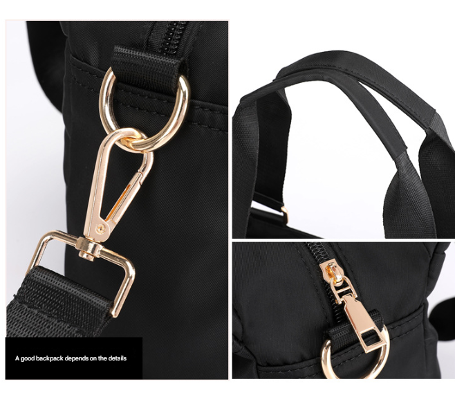 Black Women's Large Capacity Water-Resistant Nylon Handbag Multi-Compartment Crossbody Shoulder Bag for Work Travel and Daily Use 30cm - Image 4