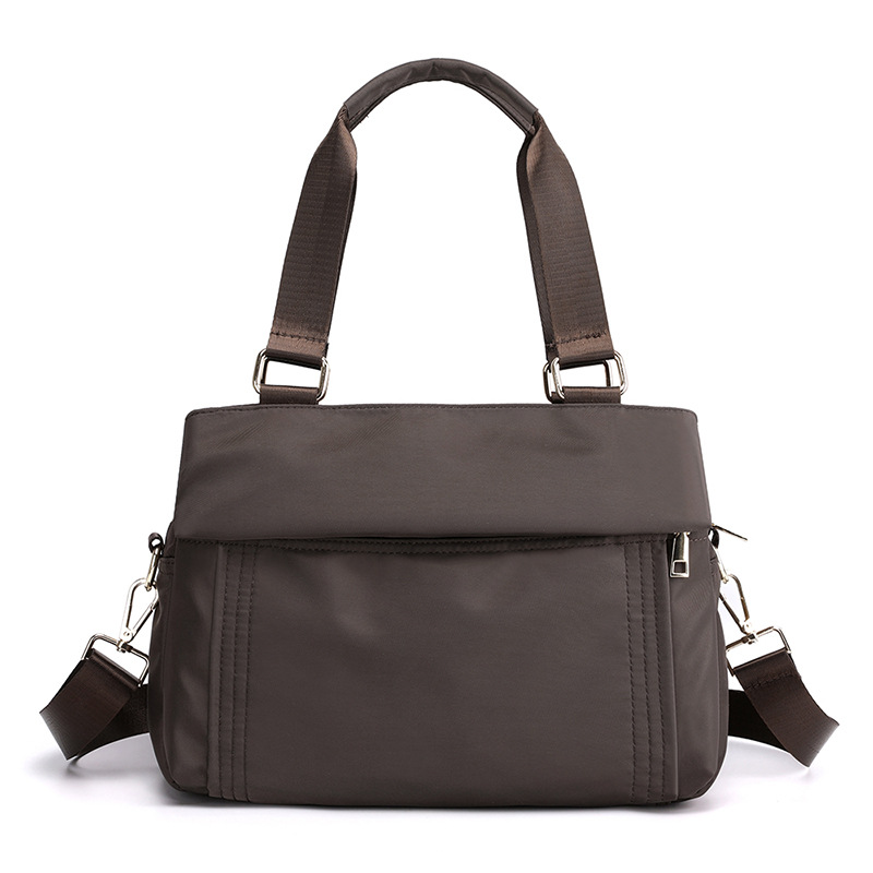 Brown Women's Large Capacity Water-Resistant Nylon Handbag Multi-Compartment Crossbody Shoulder Bag for Work Travel and Daily Use 30cm - Image 1