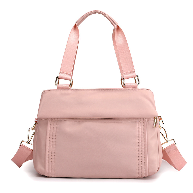 Pink Women's Large Capacity Water-Resistant Nylon Handbag Multi-Compartment Crossbody Shoulder Bag for Work Travel and Daily Use 30cm - Image 1