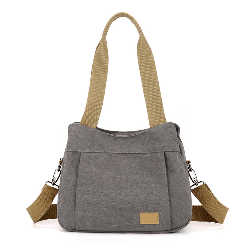 Grey Multi-functional Large Capacity Canvas Tote Bag - Versatile 3-Way Adjustable Shoulder and Crossbody Handbag for Work, Travel, and Daily Use - Image 1