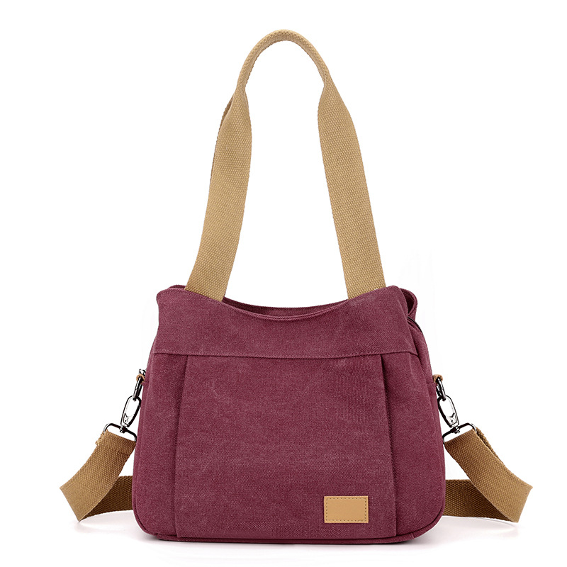 Purple Multi-functional Large Capacity Canvas Tote Bag - Versatile 3-Way Adjustable Shoulder and Crossbody Handbag for Work, Travel, and Daily Use - Image 1