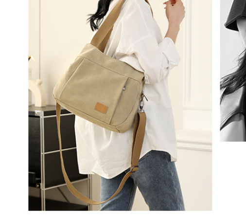 Purple Multi-functional Large Capacity Canvas Tote Bag - Versatile 3-Way Adjustable Shoulder and Crossbody Handbag for Work, Travel, and Daily Use - Image 4