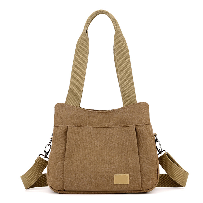 Coffee Multi-functional Large Capacity Canvas Tote Bag - Versatile 3-Way Adjustable Shoulder and Crossbody Handbag for Work, Travel, and Daily Use - Image 1