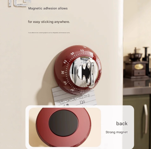 Green Magnetic Mechanical Kitchen Timer - 60-Minute Visual Countdown Clock for Cooking, Study, and Kids Time Management - No Battery Required - Image 4