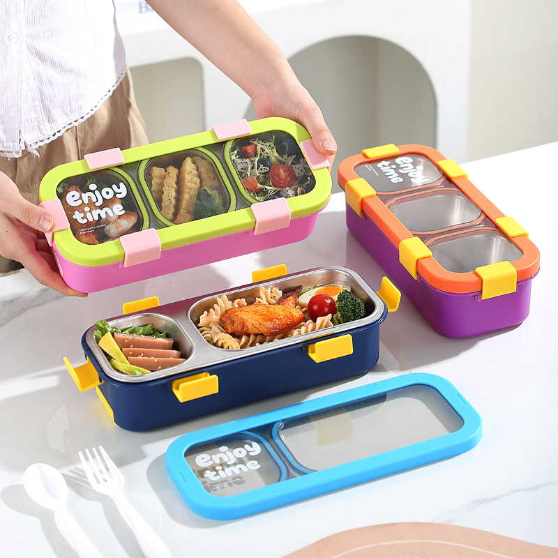 Orange Premium 2-Compartment Stainless Steel Lunch Box - 600ml Leak-Proof Bento Box for School and Office - Portable Meal Container for Students and Professionals - Image 2