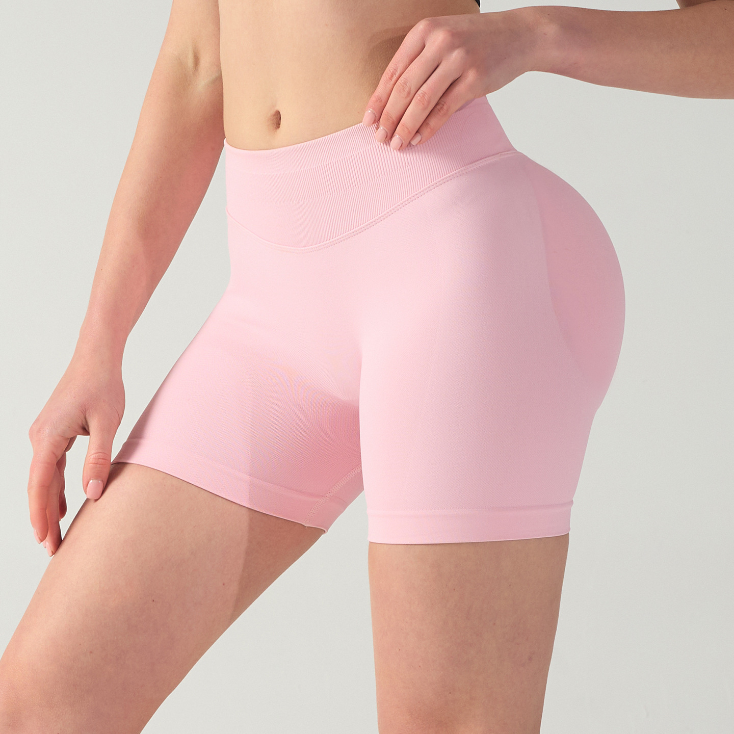M Black High-Elastic Hip Yoga Shorts - Seamless Mid-Intensity Pilates Workout Shorts - Image 3