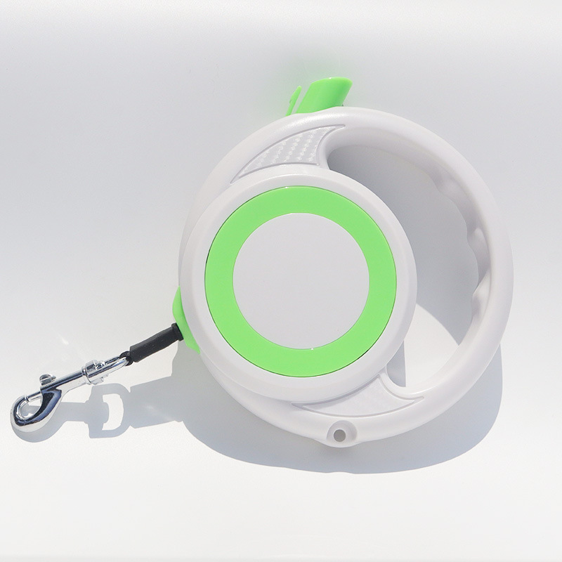 Green-white Heavy Duty Retractable Dog Leash with Ergonomic Wide Handle - Automatic Tangle-Free Extending Lead for Large and Medium Dogs - Carbon Fiber Texture - Image 1