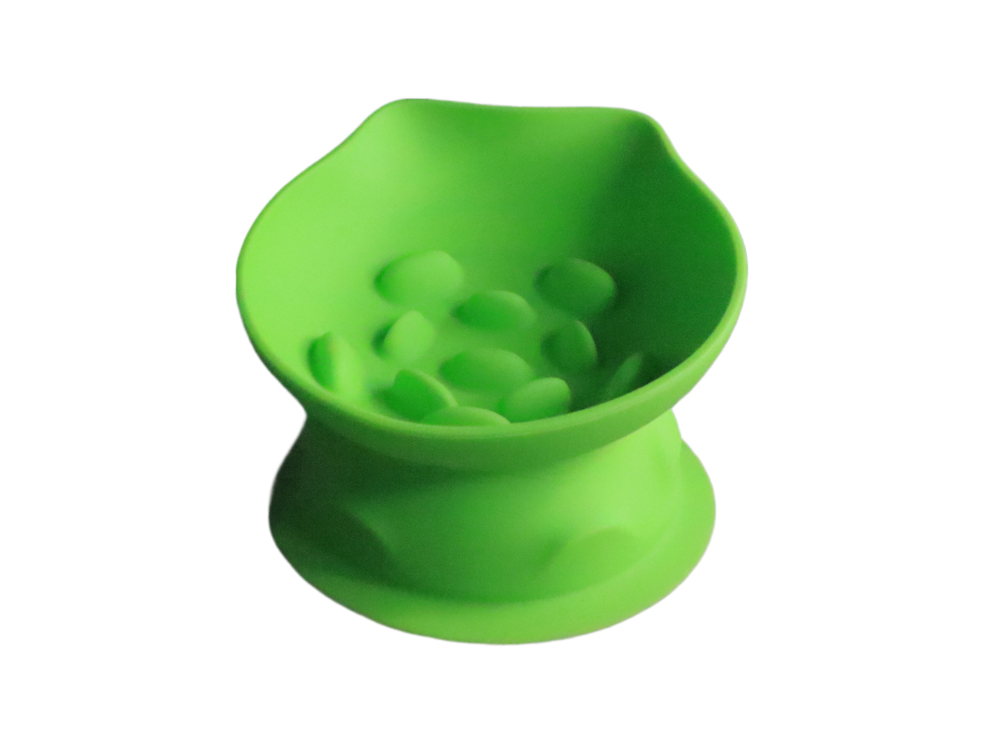 S Green 2-Piece Elevated Silicone Pet Bowl Set - Slanted Neck Protection Cat Bowl with Anti-Slip Suction Base for Cats and Small Dogs - Image 1