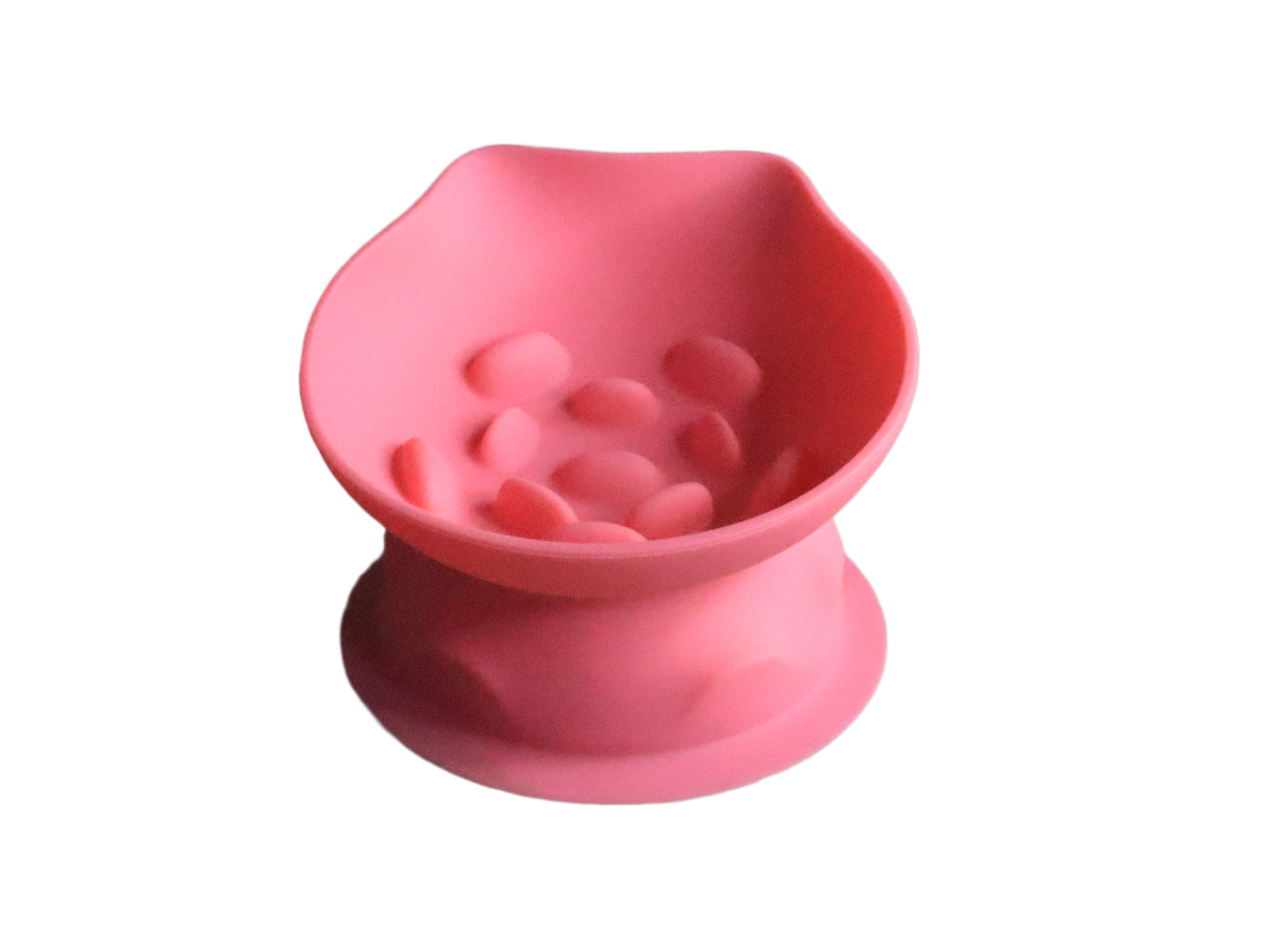 L Pink 2-Piece Elevated Silicone Pet Bowl Set - Slanted Neck Protection Cat Bowl with Anti-Slip Suction Base for Cats and Small Dogs - Image 1