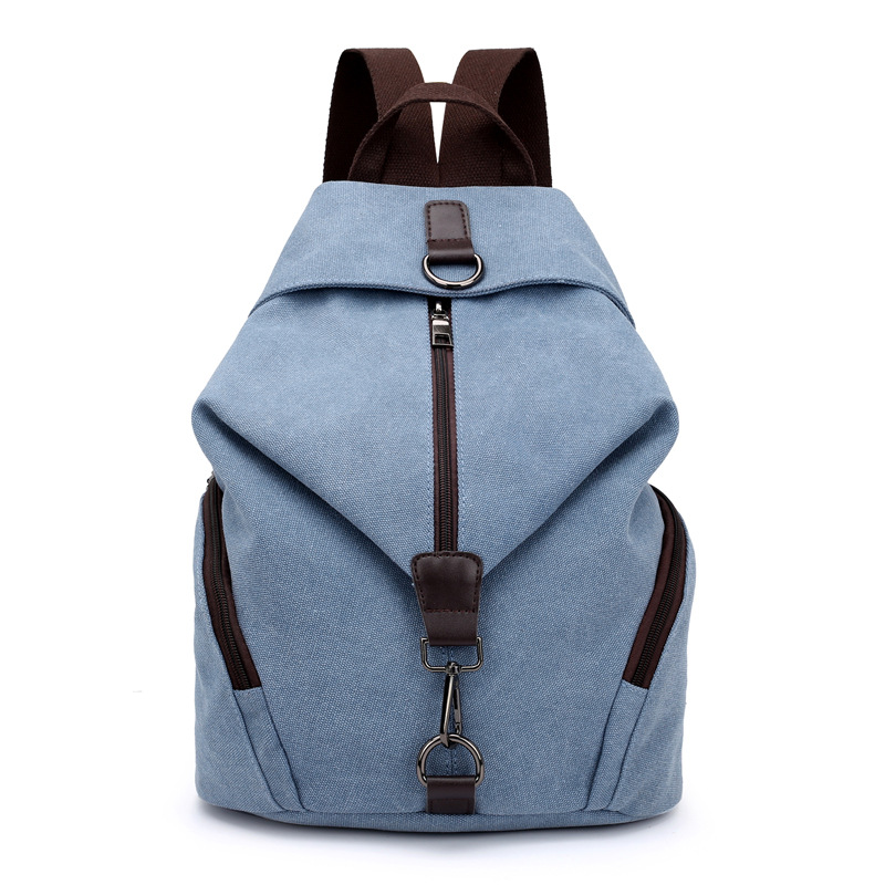 Light Blue Women's Vintage Canvas Backpack Casual Daypack Retro College School Bag Large Capacity Rucksack for Travel Work & Daily Use - Image 1