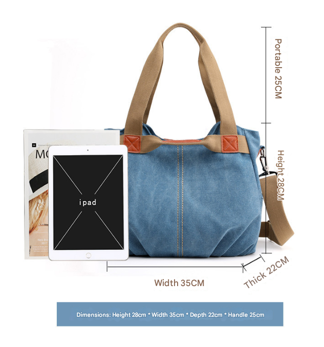 Coffee Women's Retro Canvas Tote Bag Large Capacity Shoulder Handbag Adjustable Crossbody Strap 35cm for Travel Work & Daily Use - Image 3