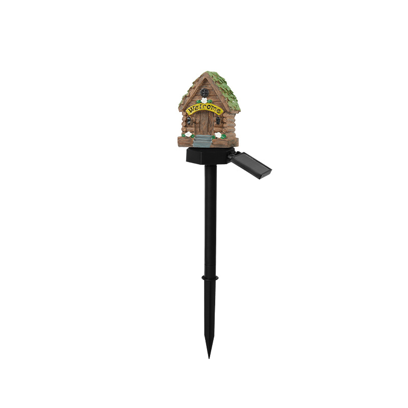 Green House Solar Powered Mushroom House Garden Stake Lights - Outdoor Waterproof Resin Landscape Decorative Lamps with Warm LED Glow for Patio, Lawn, and Yard - Image 1