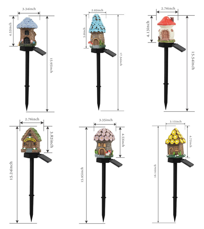 Green House Solar Powered Mushroom House Garden Stake Lights - Outdoor Waterproof Resin Landscape Decorative Lamps with Warm LED Glow for Patio, Lawn, and Yard - Image 2
