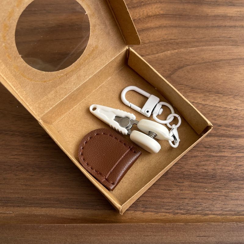 Coffee Ultra-Portable Mini Precision Scissors Set - Compact 7cm Craft Snips with Safety Cap, Leather Sheath, and Keychain Hook for Travel and DIY - Image 1