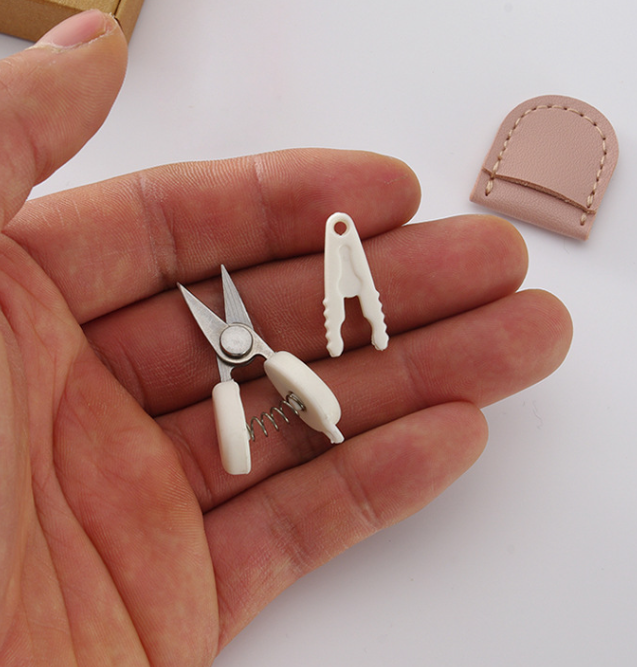Coffee Ultra-Portable Mini Precision Scissors Set - Compact 7cm Craft Snips with Safety Cap, Leather Sheath, and Keychain Hook for Travel and DIY - Image 3