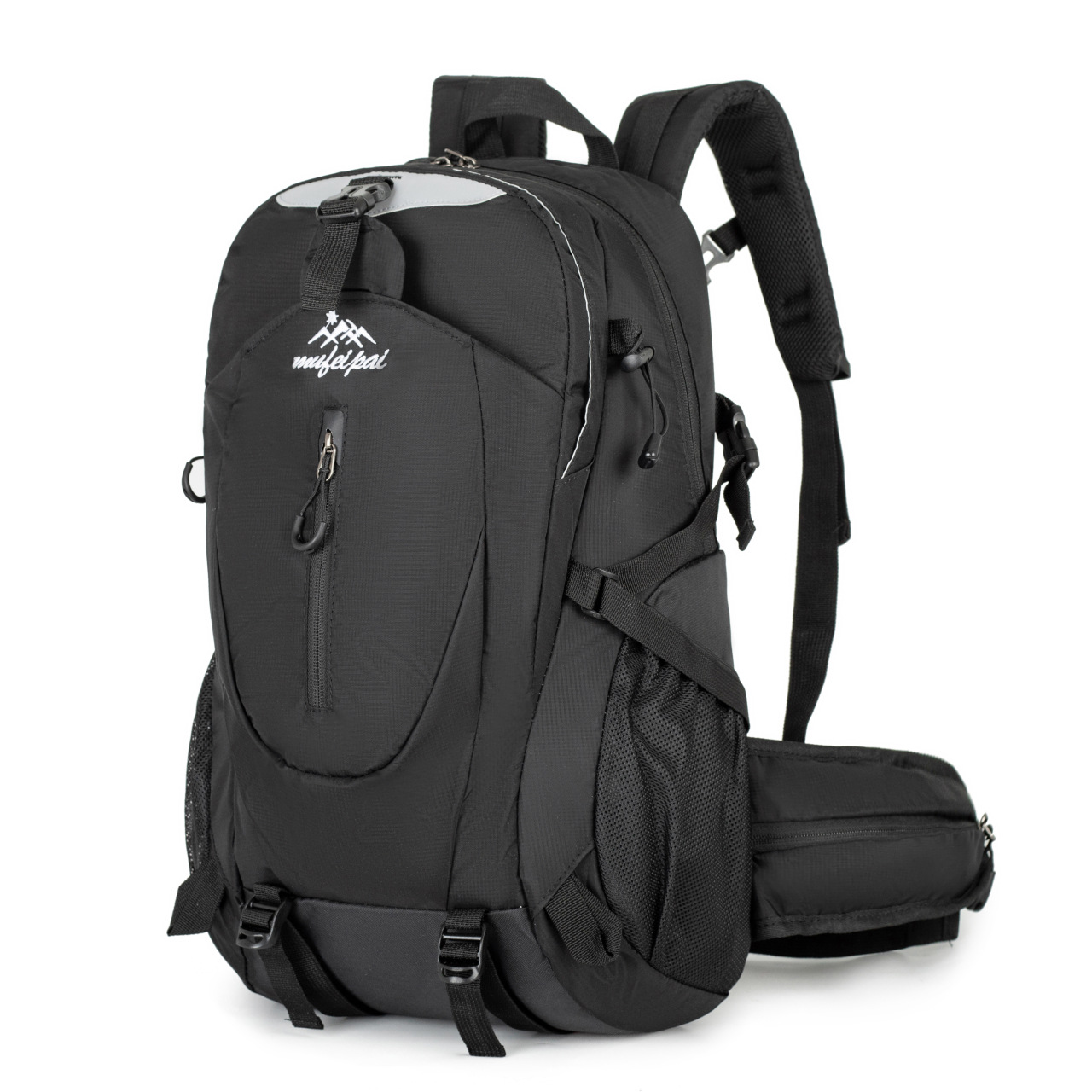 Black Professional Large Capacity Hiking Backpack - Waterproof Lightweight Outdoor Trekking Rucksack with Hydration Port and Emergency Safety Whistle - Image 1