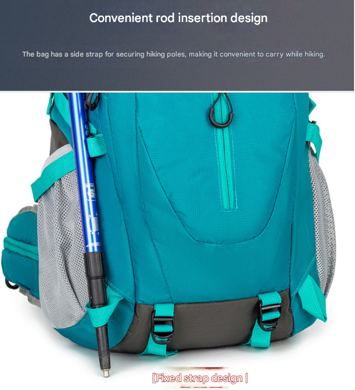 Black Professional Large Capacity Hiking Backpack - Waterproof Lightweight Outdoor Trekking Rucksack with Hydration Port and Emergency Safety Whistle - Image 4
