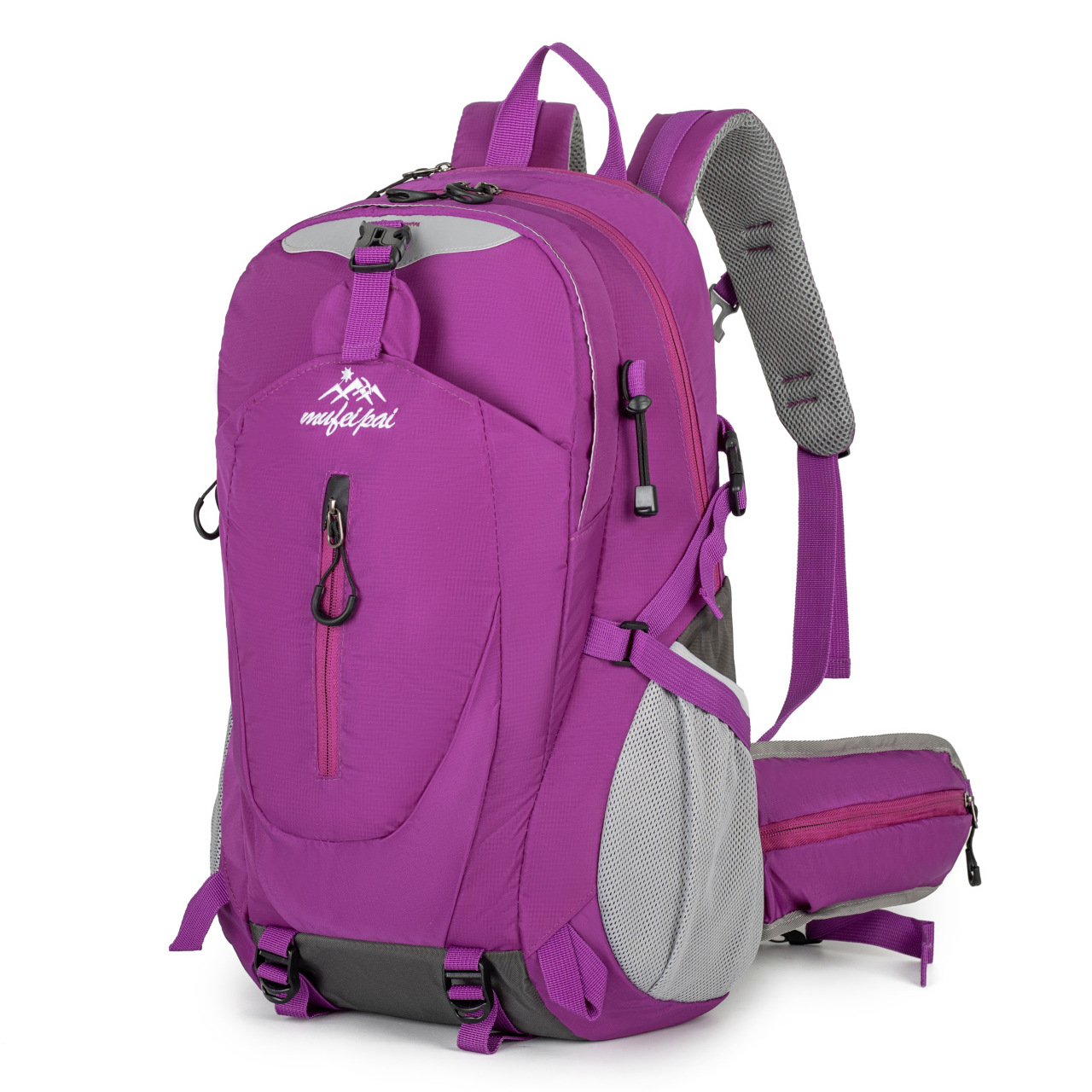 Purple Professional Large Capacity Hiking Backpack - Waterproof Lightweight Outdoor Trekking Rucksack with Hydration Port and Emergency Safety Whistle - Image 1