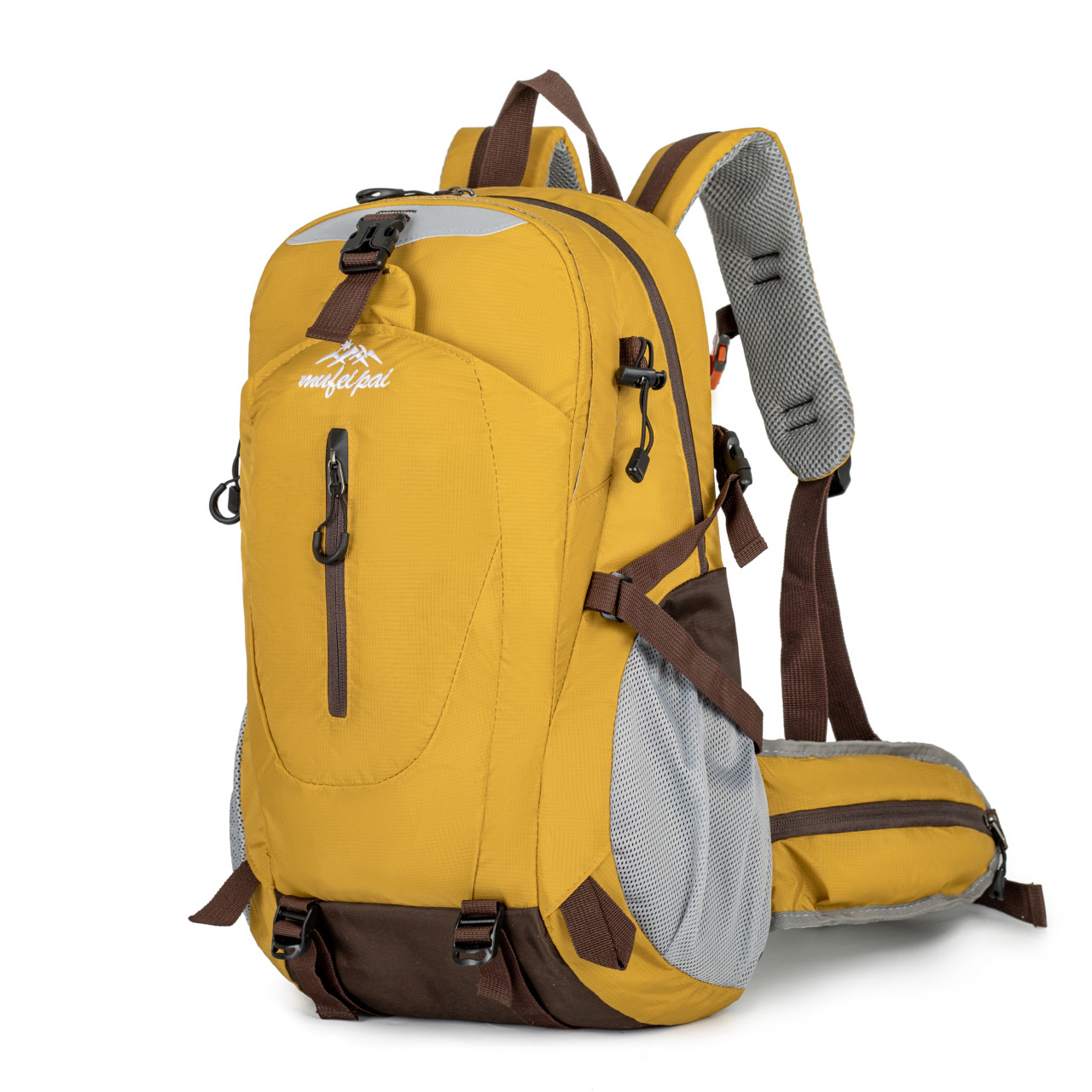 Yellow Professional Large Capacity Hiking Backpack - Waterproof Lightweight Outdoor Trekking Rucksack with Hydration Port and Emergency Safety Whistle - Image 1