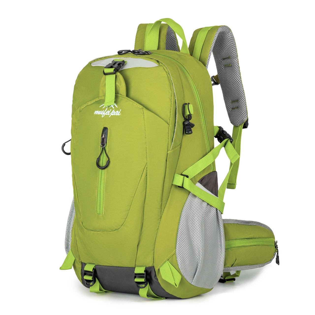 Green Professional Large Capacity Hiking Backpack - Waterproof Lightweight Outdoor Trekking Rucksack with Hydration Port and Emergency Safety Whistle - Image 1
