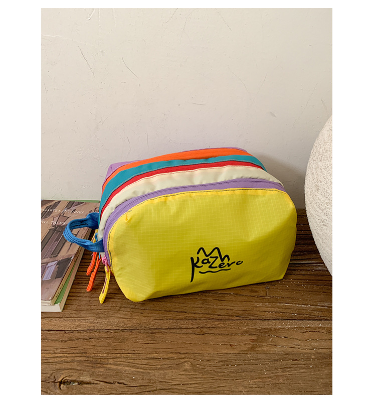 Yellow Trendy Color-Block Outdoor Waterproof Nylon Crossbody Bag - Niche Lightweight Chest Bag and Phone Pouch for Travel and Sports - Image 1