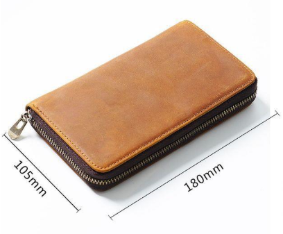 Wine Red Genuine Crazy Horse Leather Fountain Pen Case Zippered Organiser Pouch with 5 Elastic Loops & Mesh Pocket Vintage Stationery Holder - Image 2