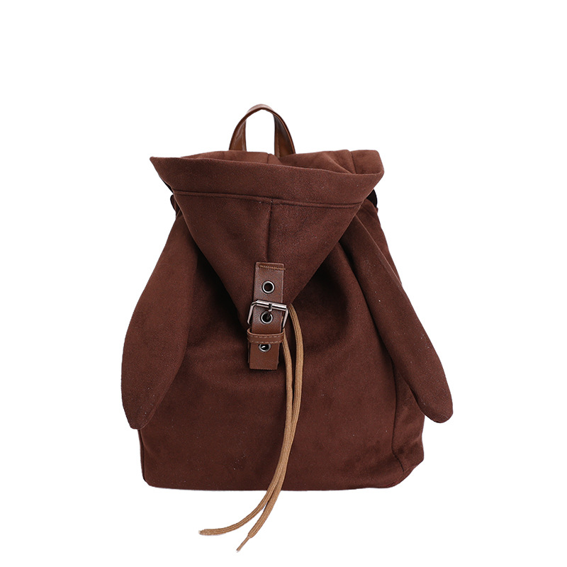 Coffee Adorable Rabbit Ear Backpack - Kawaii Hooded Plush Rucksack for Girls, Cute Student Travel Daypack and School Bag Gift - Image 1
