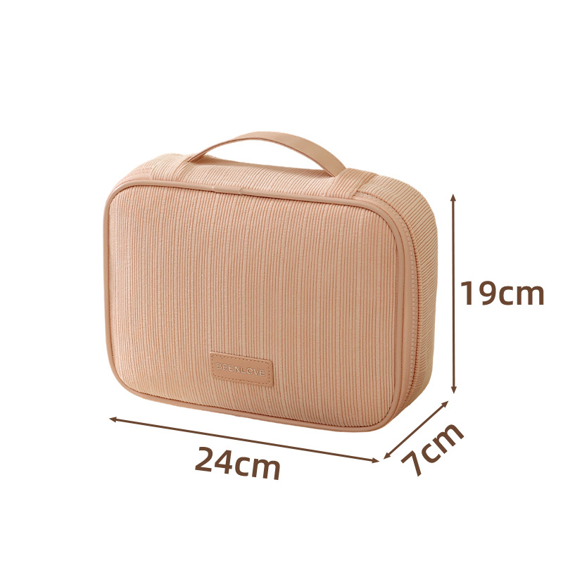 Pink Professional Large Capacity Travel Makeup Bag - Multifunctional Cosmetic Organizer with Dedicated Brush Slots and Portable Handle - Image 1