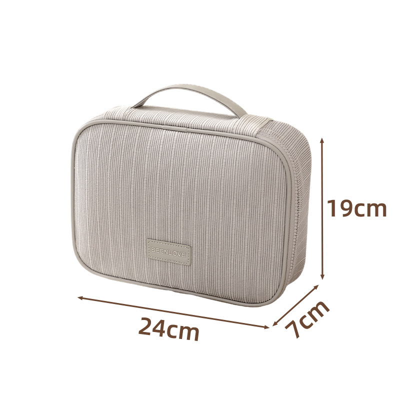 Grey Professional Large Capacity Travel Makeup Bag - Multifunctional Cosmetic Organizer with Dedicated Brush Slots and Portable Handle - Image 1